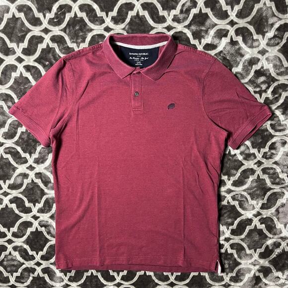 Banana Republic Pique Polo Mens Large L Elephant Logo Classic Red and Blue - Picture 1 of 7